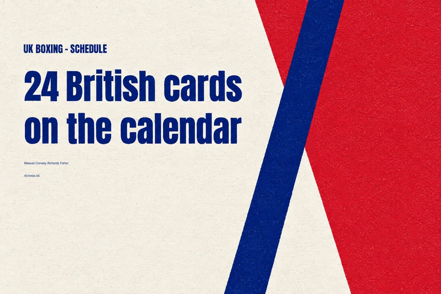 Screen-printed graphic reading "24 British cards on the calendar"
